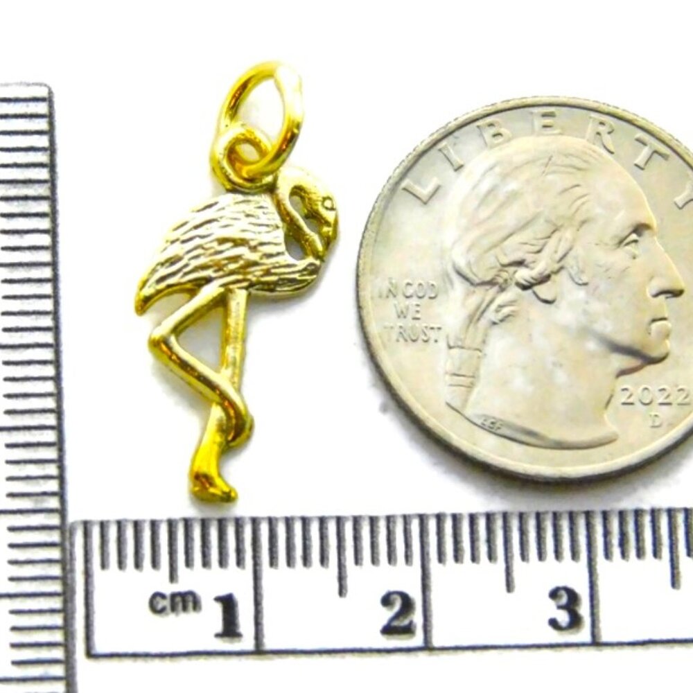 14K Flamingo Yellow Gold Pendant Charm - Picture 2 of 2